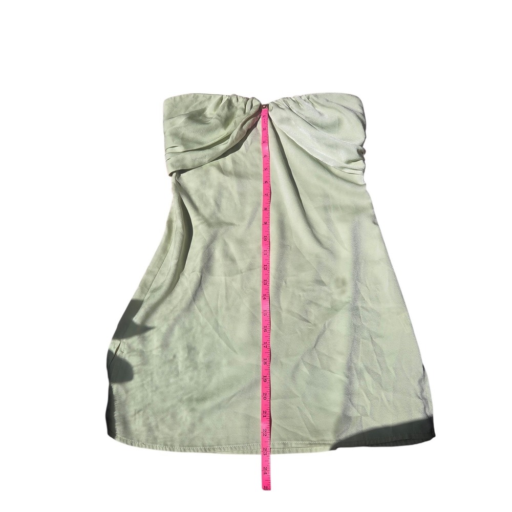 Princess Polly Irena Sage Green Strapless Mini Dress Draped Bust Satin Size US 4 - Picture 8 of 10